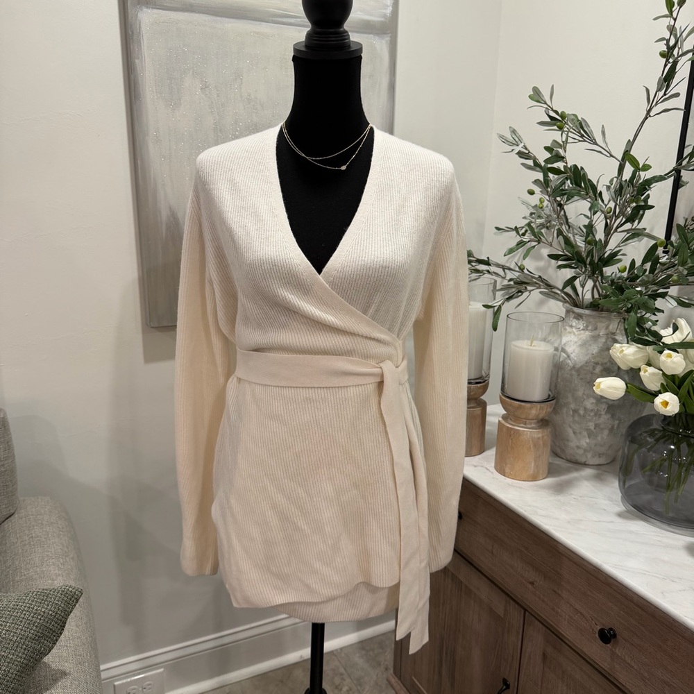 NWT Athleta Alpine Cream Wrap Sweater Cardigan in Cream White